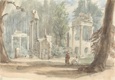 Ruinene fra Leptis Magna da de dukket opp i Royal Park ved Virginia Water av Sir George Hayter