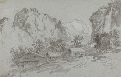 Fra vinduet til vertshuset i Lauterbraun av Sir George Howland Beaumont seventh Baronet