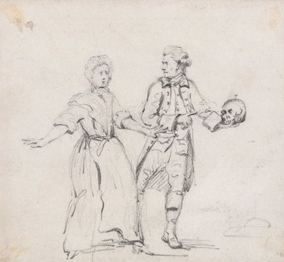To figurer med en hodeskalle av Sir George Howland Beaumont seventh Baronet