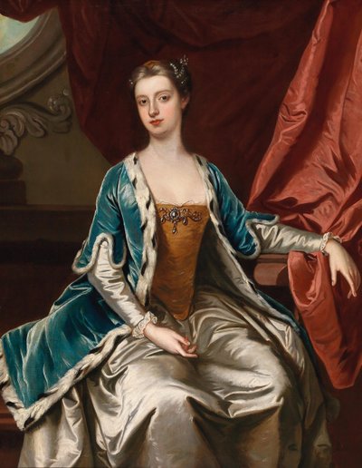 Portrett av Lady Mary Wortley Montagu 1689-1762. av Sir Gotfrey Kneller