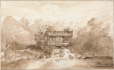 Design for Hermitage, Virginia Water (penn og brunt blekk over grafitt med vask på papir) av Sir Jeffry Wyatville