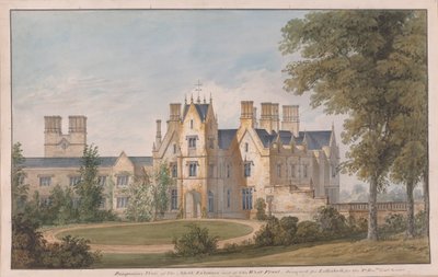 Lilleshall, Shropshire: Utsikt over nordinngangen og vestfronten av Sir Jeffry Wyatville