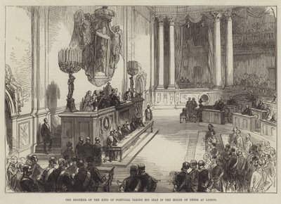 Broren til kongen av Portugal tar plass i House of Peers i Lisboa av Sir John Charles Robinson