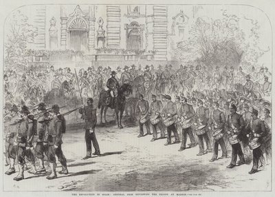 Revolusjonen i Spania, General Prim gjennomgår troppene i Madrid av Sir John Charles Robinson