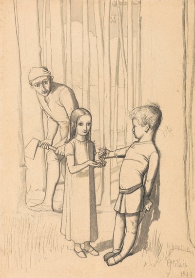 Studie for The Woodman's Daughter av Sir John Everett Millais