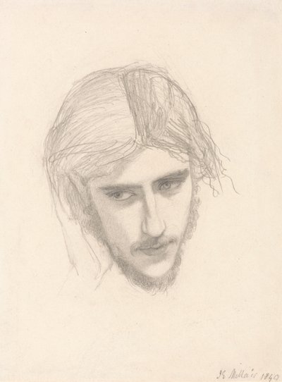 Studie for lederen av Ferdinand i "Ferdinand lokket av Ariel" av Sir John Everett Millais