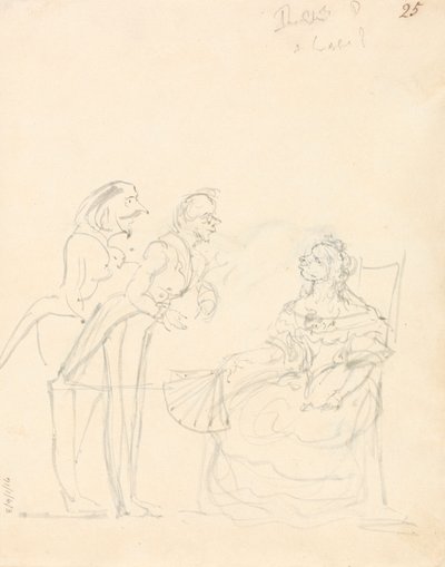 To herrer som snakker med en sittende dame av Sir John Everett Millais