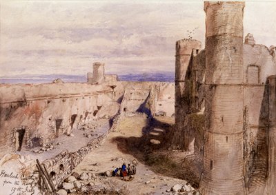 Harlech Castle fra vollene, Wales, 1850 av Sir John Gilbert
