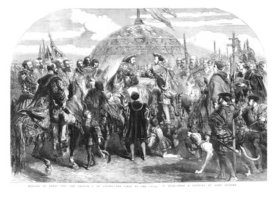 Møte med Henry VIII og Francis I. i Ardres - The Field of the Cloth of Gold, 1520, 1855 av Sir John Gilbert