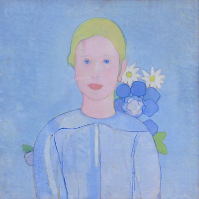 Jente med papirblomster av Siro Penagini