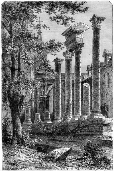 Rester av et romersk teater i Besançon, Frankrike, 1882-1884. av Smeeton