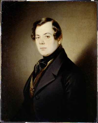 Portrait du poet Vladimir Grigorievitch Benediktov (1807-1873) (Portrait of the Poet Vladimir G. Benediktov) - Peinture de Sandor Kozina (1808-1873), huile sur toile (67x54 cm), ca. 1840 - A. Pushkin Memorial Museum, St. . Petersburg (Russland) av Sándor Kozina