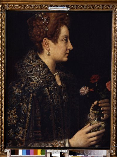 ""Portrett av en kvinne i profil"" (kvinnelig portrett) Maleri av Sofonisba Anguissola (ca. 1532-1625) Mål 68,5x52,5 cm Eremitagemuseet, St. Petersburg av Sofonisba Anguissola