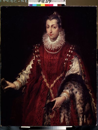 ""Portrett av en patrisier, medlem av en velstående familie i middelalderens Italia"" (Portrett av en patrisier) Rikt kledd ung kvinne, pels på armen, blondekrage og fløyelskjole. Maleri av Sofonisba Anguissola (1532-1625) 1558 Lviv, Museum of av Sofonisba Anguissola