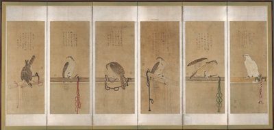 Tethered Hawks, før 1606. av Soga Chokuan