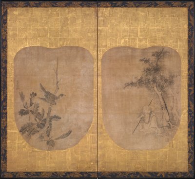 Daoist Sage under a Tree and Hawk on a Branch, midten av 1600-tallet. av Soga Nichokuan