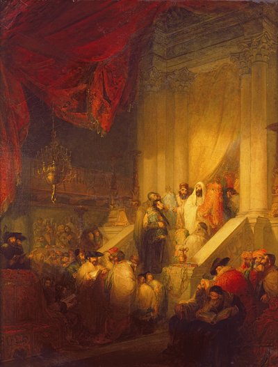 Lesing av loven i en synagoge av Solomon Alexander Hart