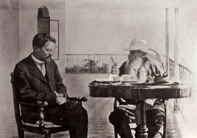 Leo Tolstoj og Anton Tsjekhov, russiske forfattere, 1902 av Sophia Andreevna Tolstaya