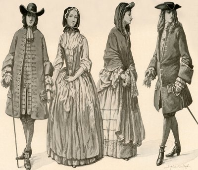 Klær under regjeringene til Charles II, James II, William og Mary 1682-1700, 1903, 1937. av Sophie B. Steel