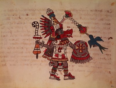 Quetzalcoatl, den plymerte slangen, vindens gud, lærdom og prestedømme, livets mester, skaper og sivilisator, beskytter av enhver kunst og oppfinner av metallurgi (vellum) av South American School