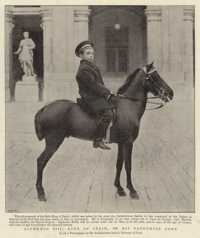 Alfonso XIII, konge av Spania, på sin favorittponni av Spanish Photographer