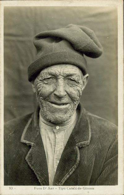 Gammel mann fra Girona, Spania (s/h-bilde) av Spanish Photographer