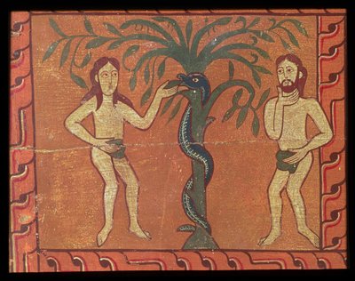 Adam og Eva, fra Sagars altertavle (tempera på panel) av Spanish School