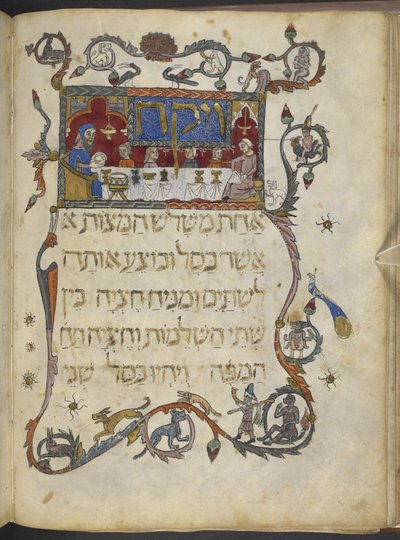 Legg til MS 14761 f.20v The Passover Meal, Nord-Spania, fra 