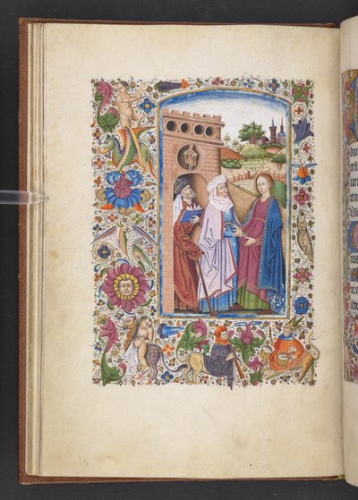Legg til MS 50004 f.16v The Visitation, fra en 'timebok' (blekk, farge og gull på vellum) av Spanish School