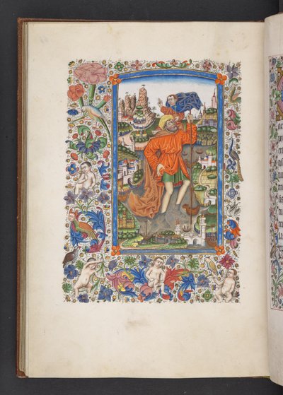 Legg til MS 50004 f.64v Saint Christopher som bærer Kristusbarnet, 
