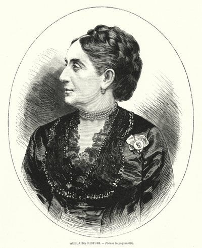Adelaide Ristori , italiensk skuespillerinne (litho) av Spanish School