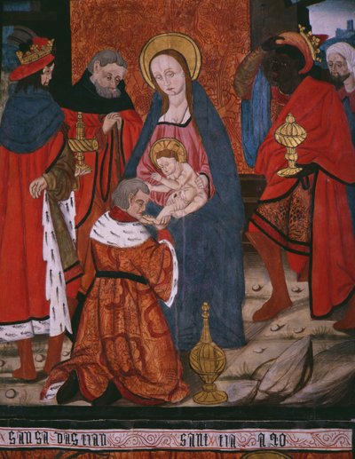 Adoration of the Magi, panel fra kirken San Andres of Tortura, slutten av 1400-tallet - begynnelsen av 1500-tallet (malt tre) av Spanish School