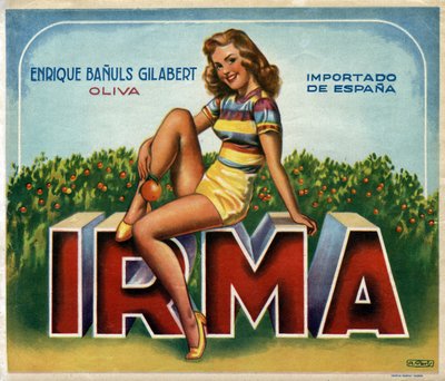 Annonsebilde "" Irma"" for appelsiner fra Valencia i Spania av Spanish School