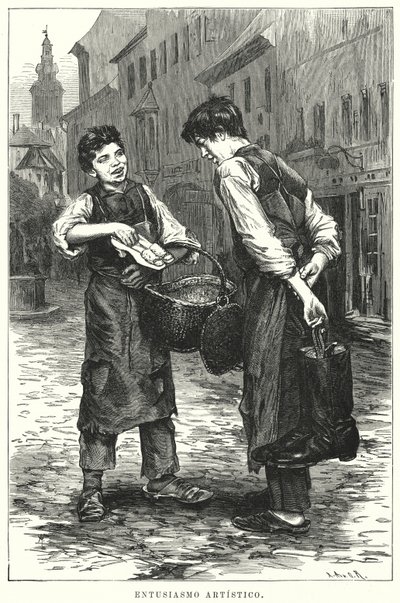 Kunstnerisk entusiasme (litho) av Spanish School