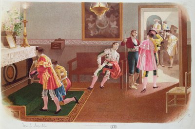 Tyrefektere ber i kapellet før kampen, ca.1900 av Spanish School