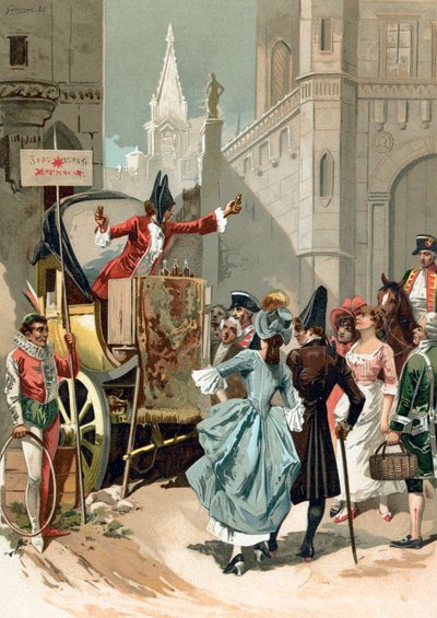 Charlataner utenfor Louvre under den franske revolusjonen av Spanish School