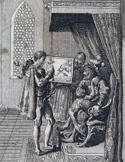 Christopher Columbus tilbyr sine tjenester til kongen av Portugal av Spanish School