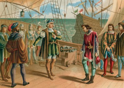 Columbus ignorerer ordrene fra den portugisiske admiralen av Spanish School