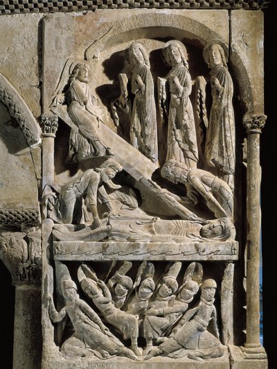 Kristi avsetning. Skulptur laget av mesteren til Saint Dominic de Silos (1100-tallet). Relieff på stein av Spanish School