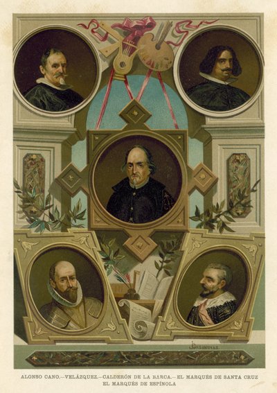 Berømte spanske historiske skikkelser fra det 17. århundre av Spanish School