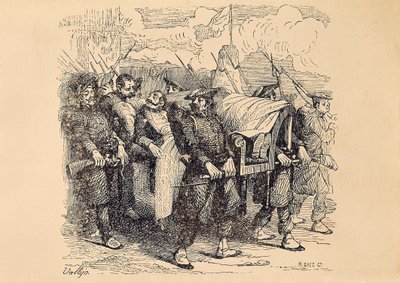 Første Carlist-krig (1833-1840): Carlist-general Tomas Zumalacarregui (1788-1835) sår under beleiringen av Bilbao av Spanish School