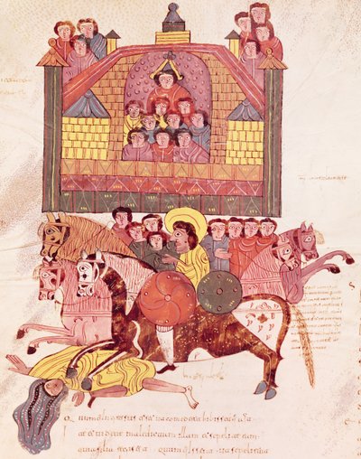 Fol.150v Jezebels død, fra Bibelen Mozarabe av Spanish School