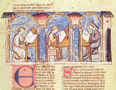 Fol.1v Spillbordmakere, fra boken om spill, sjakk, terninger og brett, 1282 av Spanish School