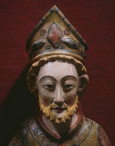 St. Peters hode, sent på 1200-tallet - tidlig på 1300-tallet (malt og forgylt tre) av Spanish School