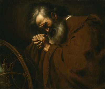 Heraclitus, den gråtende filosofen, ca. 1630 av Spanish School