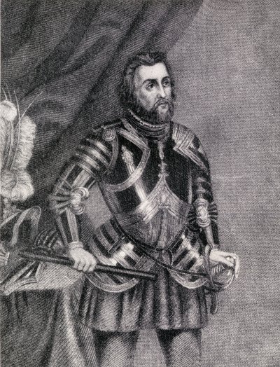Hernan Cortes, Marques of the Valley of Oaxaca (1485-1547) av Spanish School