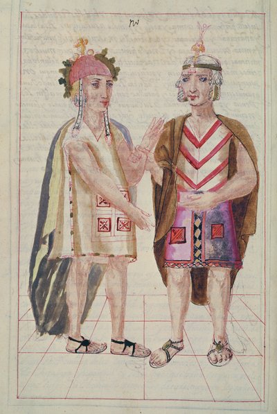 Illustrasjon fra historie og kongelig genealogi av inkakongene i Peru, av deres fakta, skikker, kostymer og regjeringsmåte, kjent som Codice Murua av Spanish School