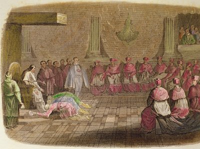 Japanske ambassadører kaster seg ned for føttene til pave Gregor XIII i 1585 av Spanish School