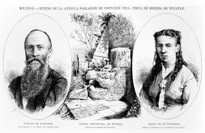 Mexico - Ruinene av den eldgamle befolkningen i Chichen Itza, nær Merida, Yucatan, illustrasjon fra La Ilustracion Espanola y Americana 1877 av Spanish School
