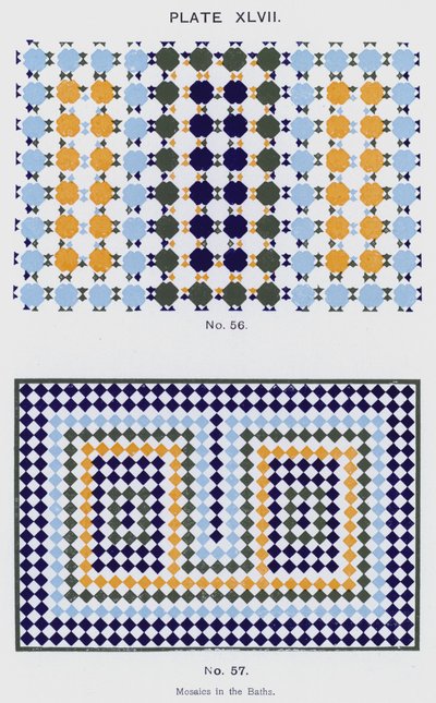 Mosaikk i badene (farge litho) av Spanish School